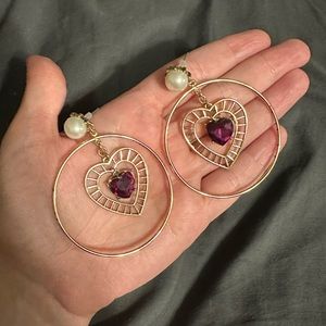 Betsey Johnson hoop & heart earrings